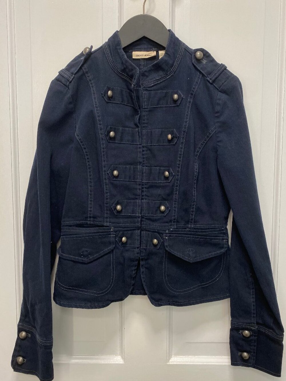 Dkny Jeans Denim Jacket Army Style Unique